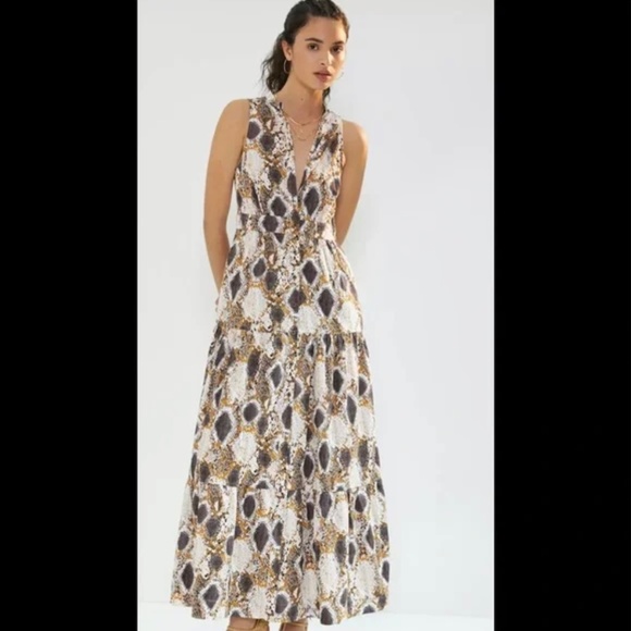 Anthropologie Maeve Snake-Printed Maxi Dress - Size 4 - Picture 1 of 4